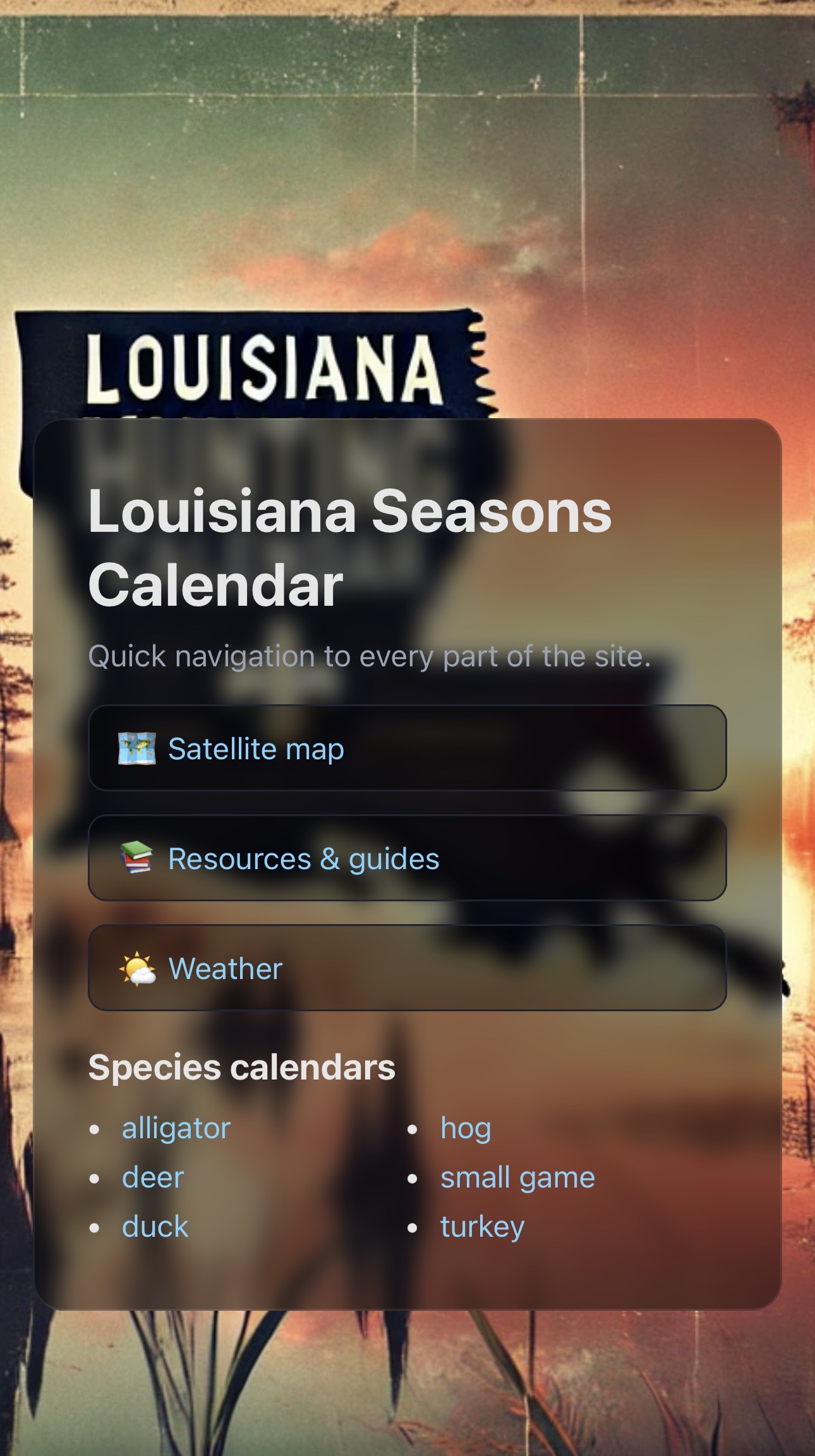 Louisiana Hunting Calendar